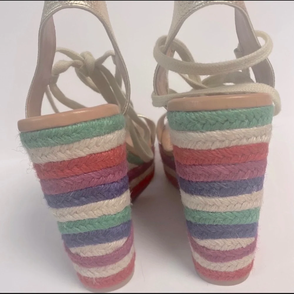 NEW Kate Spade Wedges Espadrilles Daisy Rainbow 8 - Picture 4 of 8